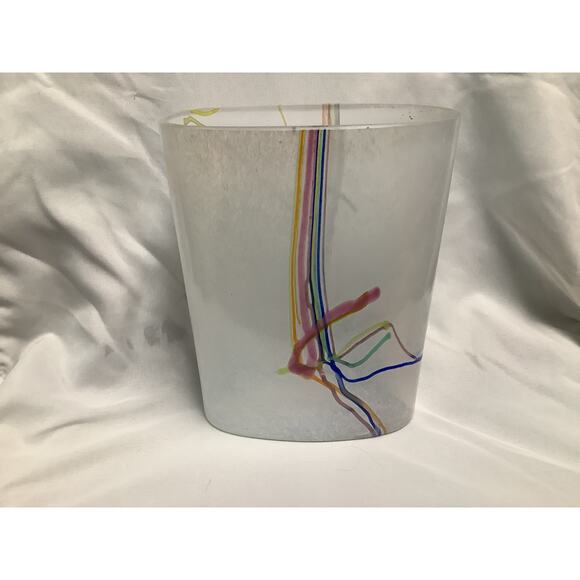 Kosta Boda Bertil Vallien Oval Rainbow Series Glass Vase
